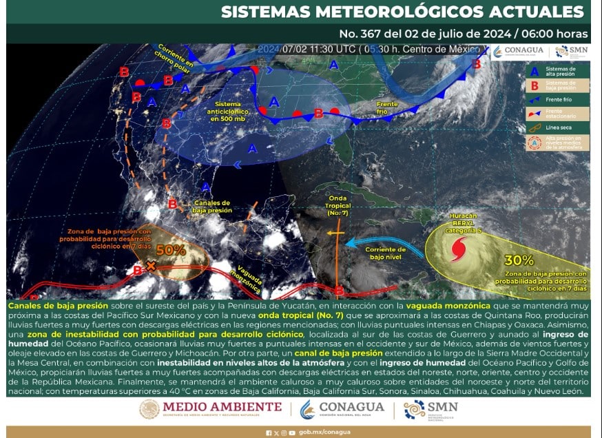 AMLO llama a la calma ante la intensificación del huracán 'Beryl' a categoría 5