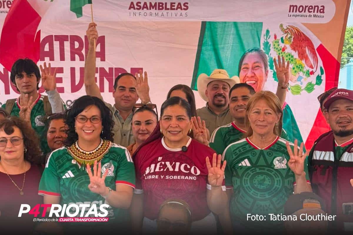 Tatiana Clouthier recorre Hualahuises y participa en asamblea informativa en defensa de la transformación y la soberanía nacional